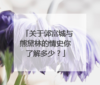 关于郭富城与熊黛林的情史你了解多少?