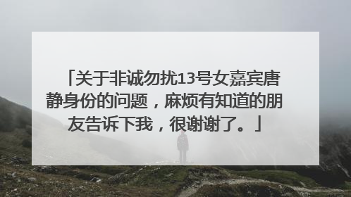 关于非诚勿扰13号女嘉宾唐静身份的问题，麻烦有知道的朋友告诉下我，很谢谢了。