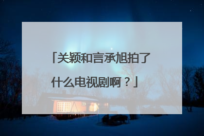 关颖和言承旭拍了什么电视剧啊？