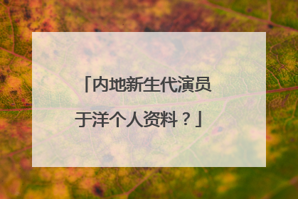 内地新生代演员于洋个人资料？