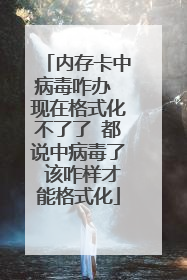 内存卡中病毒咋办 现在格式化不了了 都说中病毒了 该咋样才能格式化