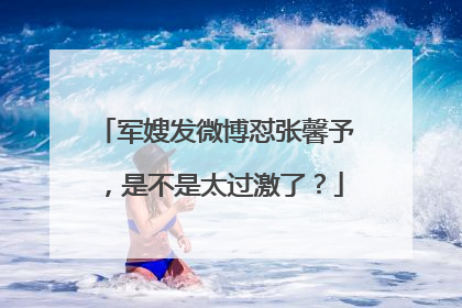 军嫂发微博怼张馨予,是不是太过激了?