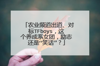 农业频道出道、对标TFboys,这个养成系女团,励志还是“笑话”?