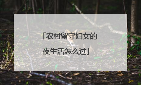 农村留守妇女的夜生活怎么过