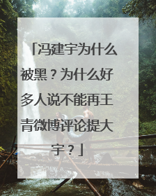 冯建宇为什么被黑？为什么好多人说不能再王青微博评论提大宇？