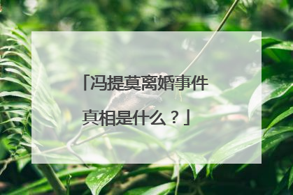 冯提莫离婚事件真相是什么?