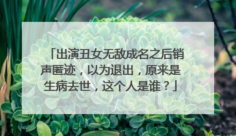 出演丑女无敌成名之后销声匿迹，以为退出，原来是生病去世，这个人是谁？