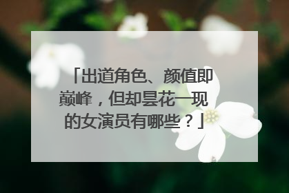 出道角色、颜值即巅峰,但却昙花一现的女演员有哪些?