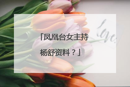 凤凰台女主持杨舒资料？