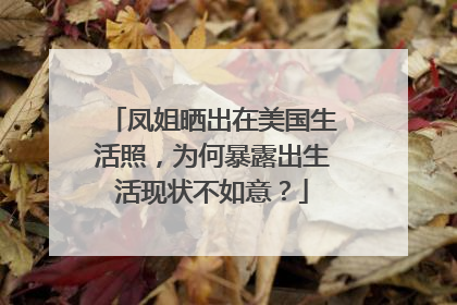 凤姐晒出在美国生活照,为何暴露出生活现状不如意?