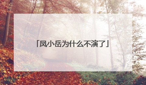 凤小岳为什么不演了