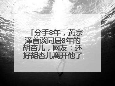 分手8年,黄宗泽首谈同居8年的胡杏儿,网友:还好胡杏儿离开他了,为何?