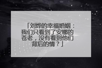 刘烨的幸福婚姻：我们只看到了安娜的苍老，没有看到他们背后的情？