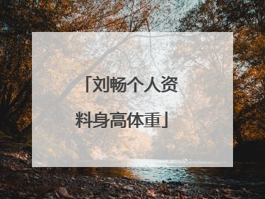刘畅个人资料身高体重