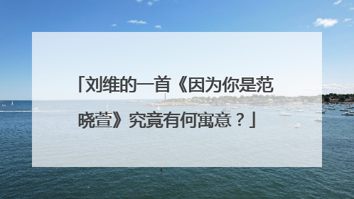 刘维的一首《因为你是范晓萱》究竟有何寓意？