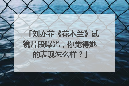 刘亦菲《花木兰》试镜片段曝光，你觉得她的表现怎么样？