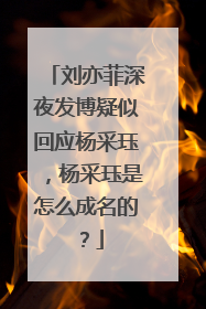 刘亦菲深夜发博疑似回应杨采珏,杨采珏是怎么成名的?