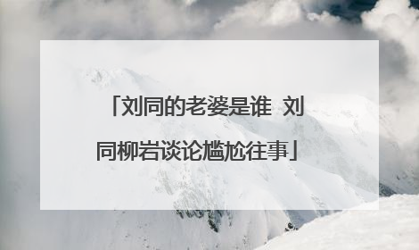 刘同的老婆是谁 刘同柳岩谈论尴尬往事