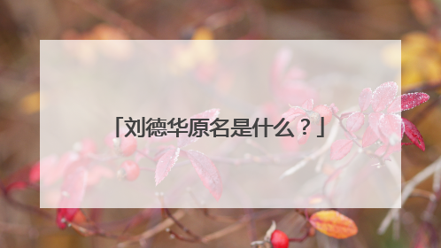 刘德华原名是什么？