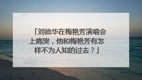 刘德华在梅艳芳演唱会上痛哭,他和梅艳芳有怎样不为人知的过去?