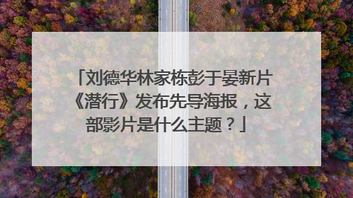刘德华林家栋彭于晏新片《潜行》发布先导海报，这部影片是什么主题？