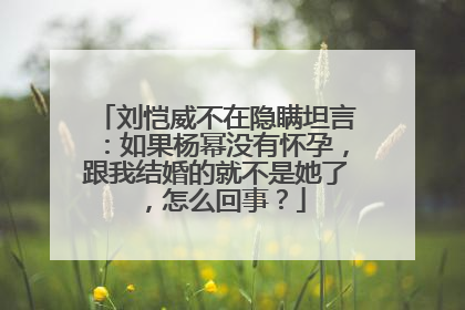 刘恺威不在隐瞒坦言:如果杨幂没有怀孕,跟我结婚的就不是她了,怎么回事?
