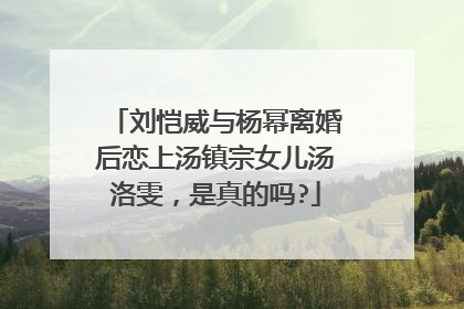 刘恺威与杨幂离婚后恋上汤镇宗女儿汤洛雯，是真的吗?