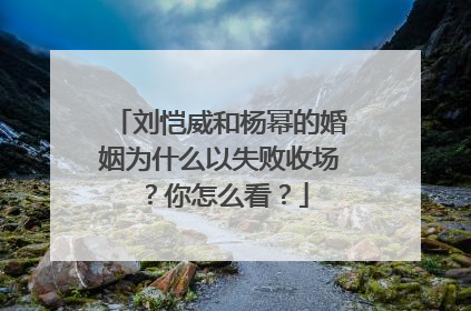 刘恺威和杨幂的婚姻为什么以失败收场?你怎么看?