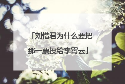 刘惜君为什么要把那一票投给李霄云