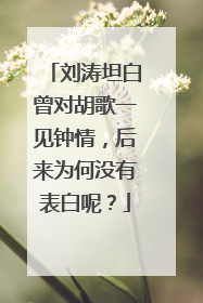 刘涛坦白曾对胡歌一见钟情，后来为何没有表白呢？