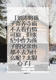 刘涛将孩子寄养寺庙不去看有情可原,但张纪中作为孩子的父亲也都不去为什么呢?太狠心了