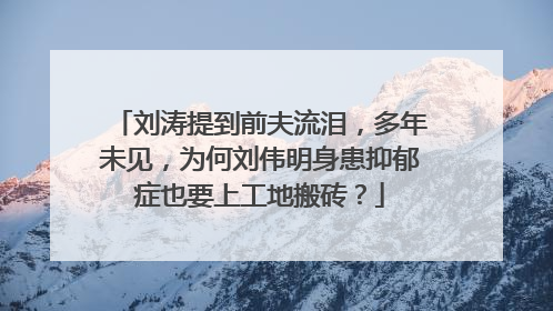 刘涛提到前夫流泪，多年未见，为何刘伟明身患抑郁症也要上工地搬砖？
