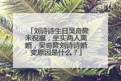 刘诗诗生日吴奇隆未祝福，坐实两人离婚，吴奇隆刘诗诗婚变原因是什么？