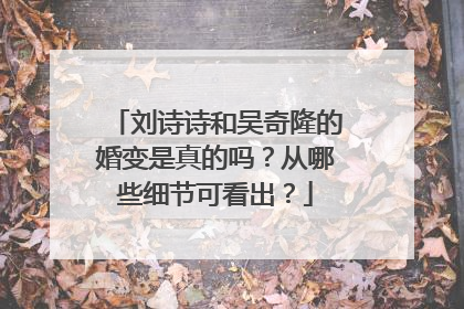 刘诗诗和吴奇隆的婚变是真的吗?从哪些细节可看出?