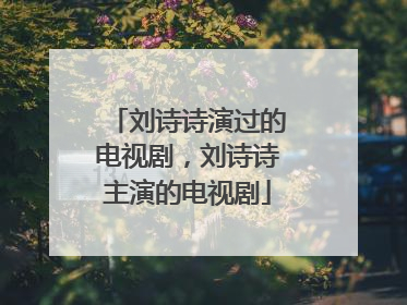 刘诗诗演过的电视剧，刘诗诗主演的电视剧