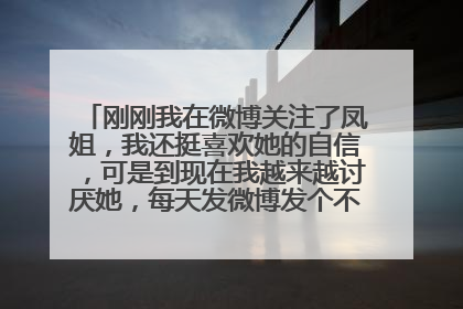 刚刚我在微博关注了凤姐，我还挺喜欢她的自信，可是到现在我越来越讨厌她，每天发微博发个不停，什么都发