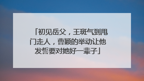 初见岳父，王斑气到甩门走人，曹颖的举动让他发誓要对她好一辈子