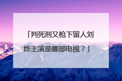 判死刑又枪下留人刘烨主演是哪部电视？