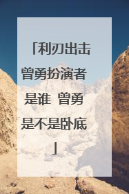 利刃出击曾勇扮演者是谁 曾勇是不是卧底