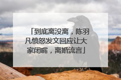 到底离没离，陈羽凡愤怒发文回应让大家闭嘴，离婚流言