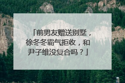 前男友赠送别墅,徐冬冬霸气拒收,和尹子维没复合吗?