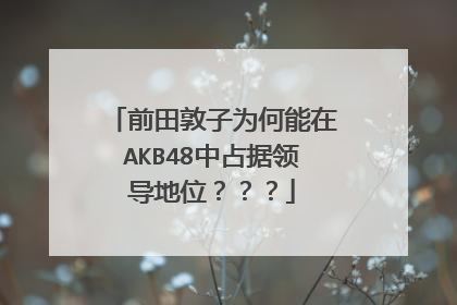 前田敦子为何能在AKB48中占据领导地位？？？