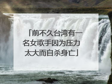 前不久台湾有一名女歌手因为压力太大而自杀身亡