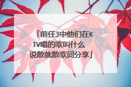 前任3中他们在KTV唱的歌叫什么 说散就散歌词分享