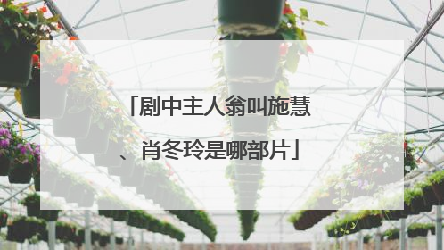 剧中主人翁叫施慧、肖冬玲是哪部片