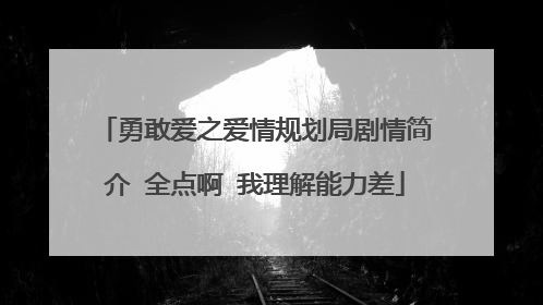 勇敢爱之爱情规划局剧情简介 全点啊 我理解能力差