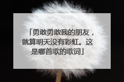 勇敢勇敢我的朋友,就算明天没有彩虹。这是哪首歌的歌词