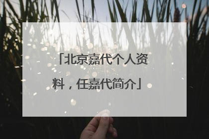 北京嘉代个人资料,任嘉代简介