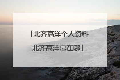 北齐高洋个人资料 北齐高洋墓在哪