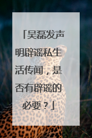 吴磊发声明辟谣私生活传闻，是否有辟谣的必要？